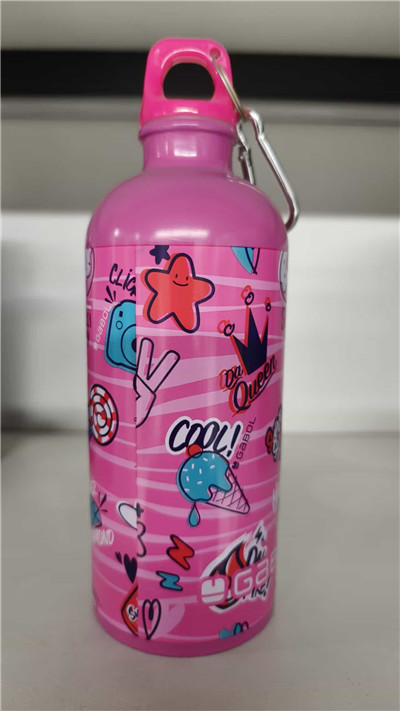 Heat transfer full color wrap on bottle design