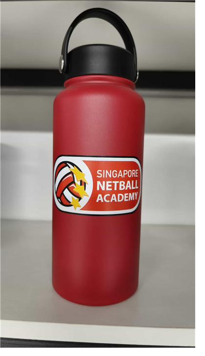 Custom sticker label on promotional bottle
